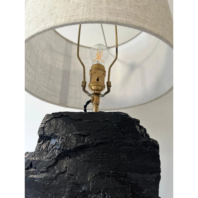 Charcoal Charcoal / Black Coal Stone Lamp For Sale - Image 8 of 12