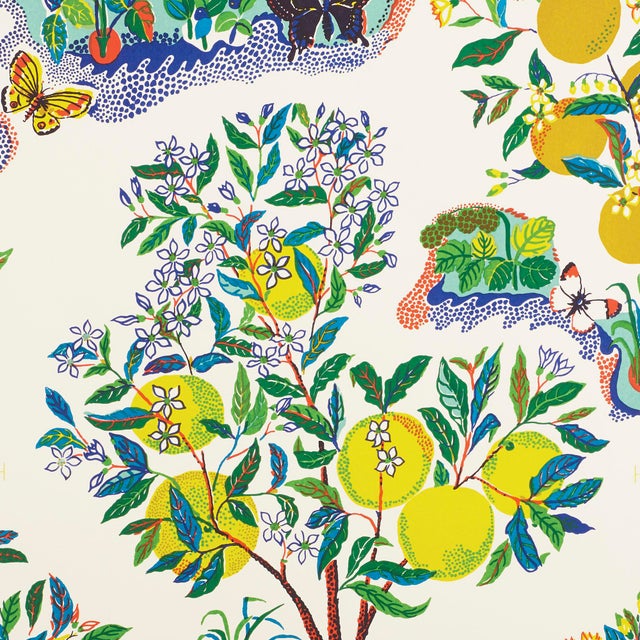 Mid-Century Modern Sample - Schumacher X Josef Frank Citrus Garden Wallpaper in Primary For Sale - Image 3 of 3