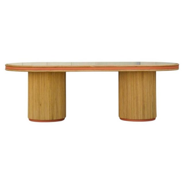 Java Dining Table in Tinted Rattan and Imitation Grained Leather by Popus Editions For Sale - Image 6 of 6
