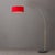 Mid-Century Modern 1950s Adjustable Mid Century Modern Floor Lamp - Weathered Brass Arc Lamp, Crimson Red Linen Shade, Dimmable, Marble Base For Sale - Image 3 of 4
