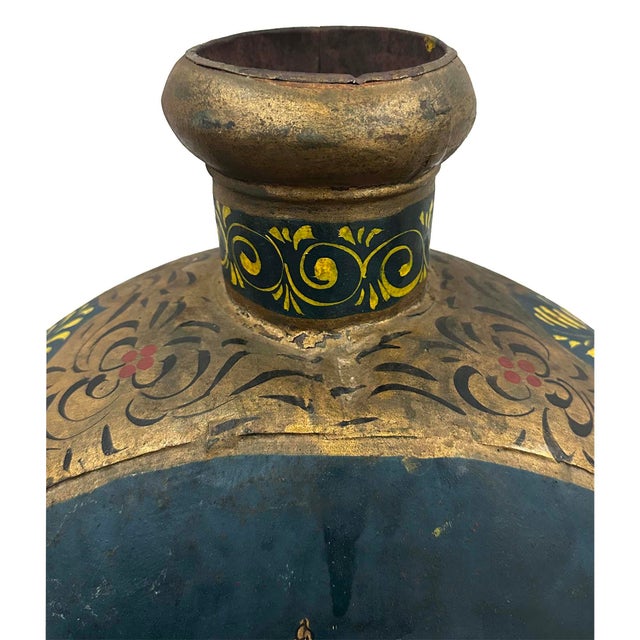 Mid 20th Century Vintage Mughal Metal Water Vessel From Rajasthan India For Sale In Los Angeles - Image 6 of 10
