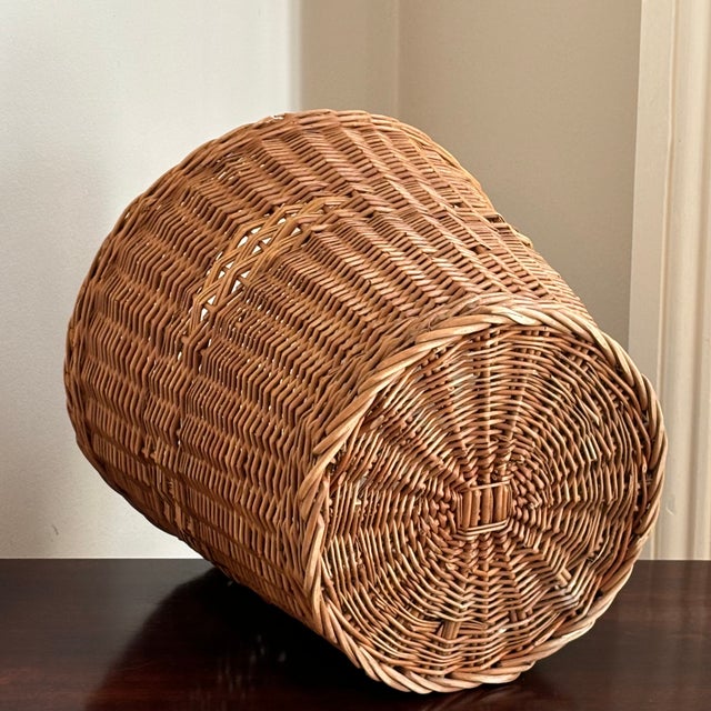 Mid 20th Century Large Mid-20th Century Natural Wicker Planter Basket For Sale - Image 5 of 18