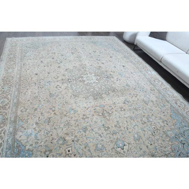 1970s 1970s Vintage Persian Handmade Wool Cotton Brow Area Rug For Sale - Image 5 of 11