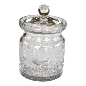 1960s Wedgwood Vintage Cut Crystal Biscuit Barrel With Lid