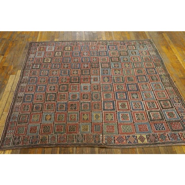 19th Century Caucasian Verneh Flat-Weave Carpet ( 5'4" x 5'8" - 163 x 173 ) Antique Caucasian – Verneh Small Scatter Size...