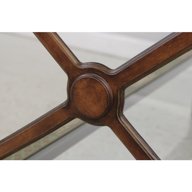 Glass Paint Decorated Glass Top Console Sofa Table For Sale - Image 7 of 13