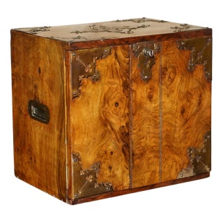 Antique Regency Burr Walnut and Brass Cigar Humidor Chest, 1820 For Sale