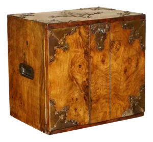 Antique Regency Burr Walnut and Brass Cigar Humidor Chest, 1820