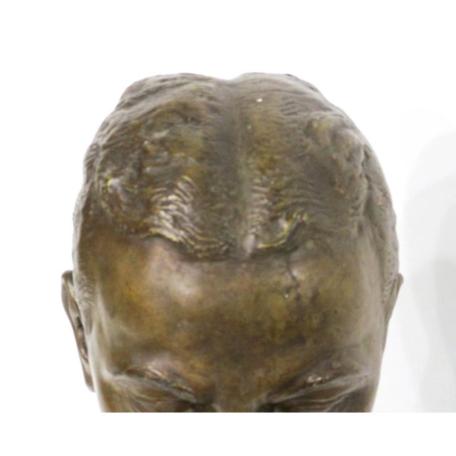 Mid Century Male Bust Cast Plaster Sculpture in the Style of Bronze For Sale - Image 9 of 11