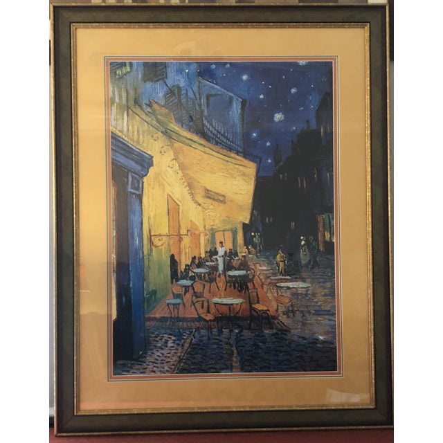 Blue Oversized Van Gogh "Café Terrace at Night" Custom Framed Art For Sale - Image 8 of 11