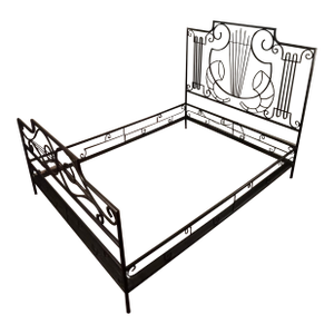 Custom Italian Style Blackened Steel Bed Frame, Queen Size