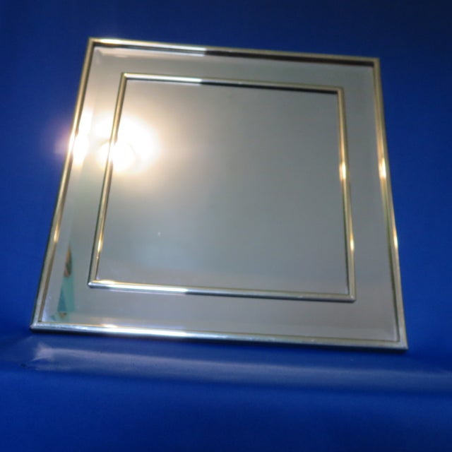 1980s 1980s Square Brass Double Frame With Beveled Edged Mirror For Sale - Image 5 of 14