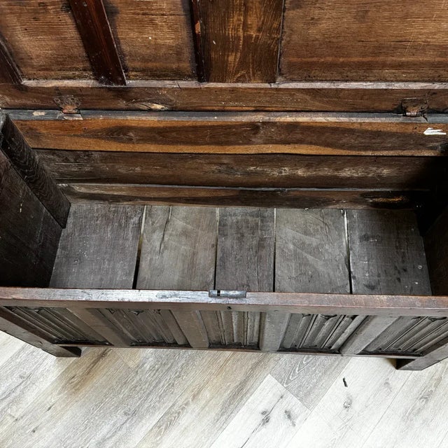 Wood English 17th Century Joined Oak Linenfold Coffer, Stuart Period For Sale - Image 7 of 8
