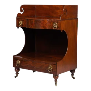 American Mahogany Demilune Dressing Stand on Brass Castors, C. 1830's