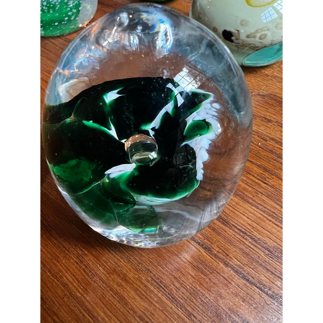 Green Collection of Green Glass Vintage Paperweights- Set of 4 For Sale - Image 8 of 9