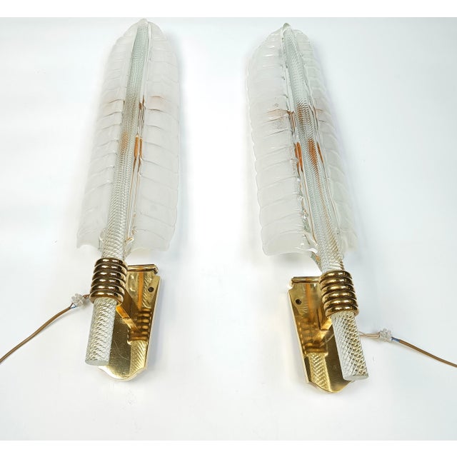 Large Brass and Crystal Sconces attributed to Andre Arbus and Veronese, 1950s, Set of 2 For Sale - Image 12 of 13