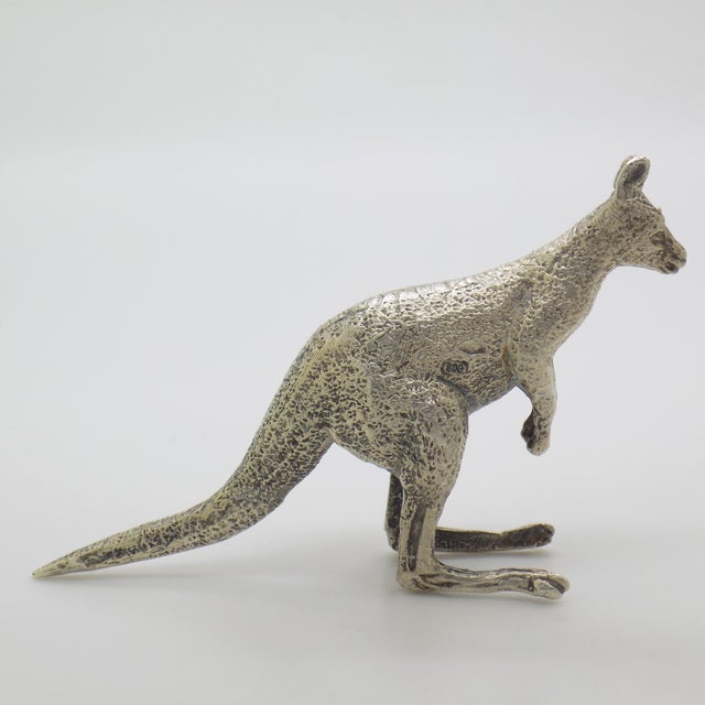 1940s Vintage Italian Handmade Genuine Silver Kangaroo Large Rare Detailed Figurine Sculpture For Sale - Image 5 of 9