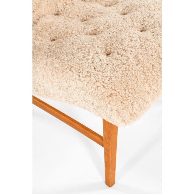 Wood Easy Chairs in Beech & Reupholstered in Sheepskin attributed to Erik Bertil Karlén, 1940s For Sale - Image 7 of 11