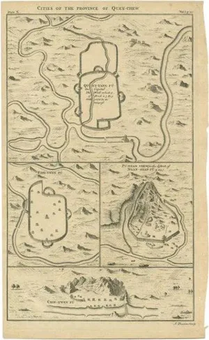 Antique Map of the Cities of Quey-Chew by Basire, 1738