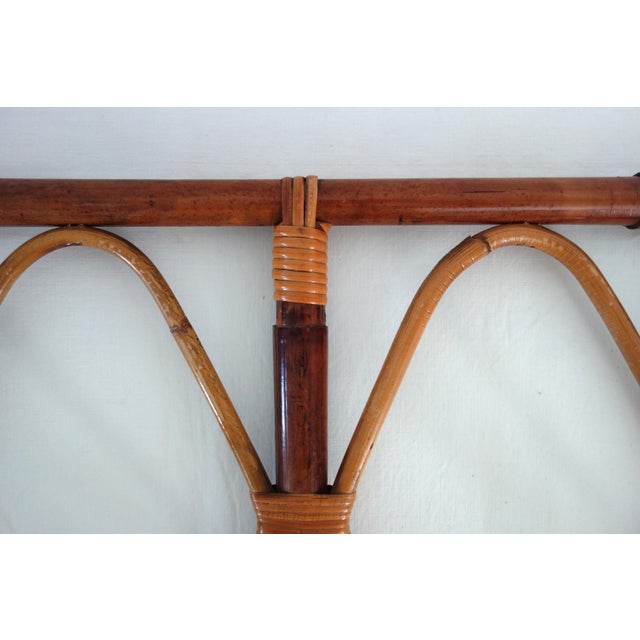 Brown Vintage Wall-Mounted Coat Rack in Bamboo and Rattan, 1960s For Sale - Image 8 of 11