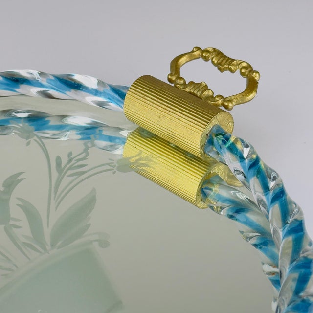 Vintage Venetian Glass Mirror Tray, Italy, 1950s For Sale - Image 7 of 17