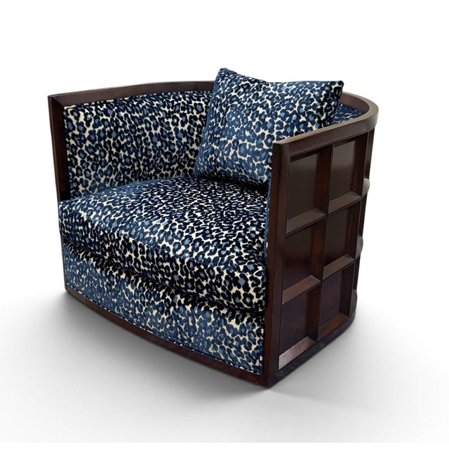 2010s Baker Furniture Thomas Pheasant Bevel Swivel Lounge Chairs, a Pair For Sale - Image 5 of 17