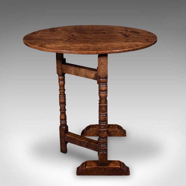 Vintage Folding Oval Occasional Table, English, Gate Leg, Side, Jacobean Revival For Sale - Image 6 of 12