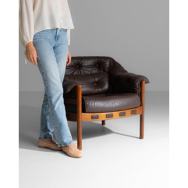 1960s Chocolate Brown Danish Mid-Century Modern Armchair Attributed to Ellekær & Norell for Coja For Sale In Greensboro - Image 6 of 18