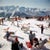 1964—Holiday-makers take in the sun on a mountain top in Verbier. Print Measurements: 40"x40" C Type print It's printed...
