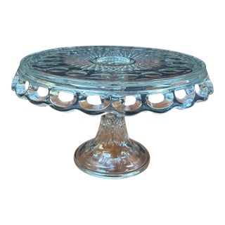 Antique Crochet Glass Cake Stand For Sale