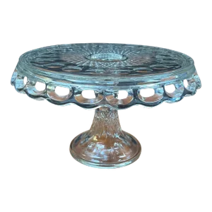 Antique Crochet Glass Cake Stand