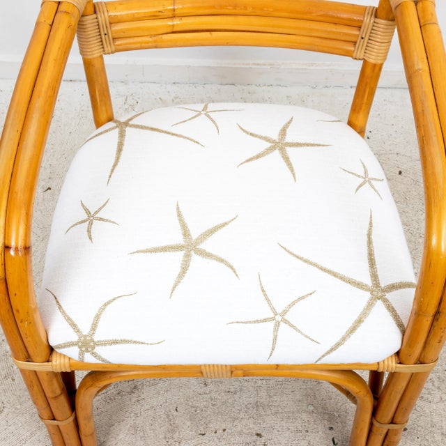 Mid-Century Modern Frankl Style Bamboo Rattan Arm Chair For Sale - Image 3 of 8