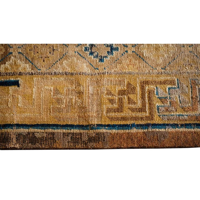 Camel 1880s Antique Camel Ground Geometric Foo Dog Knotted Chinese Ningxia Rug For Sale - Image 8 of 10