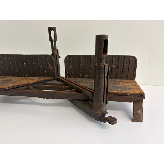 Date: Late 19th to early 20th century (circa 1880–1920) Materials: Wood, cast iron, steel hardware Antique miter box used...