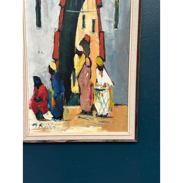 Jörgen Bruun, Villagers, 1960s, Oil Painting on Panel, Framed For Sale - Image 6 of 12