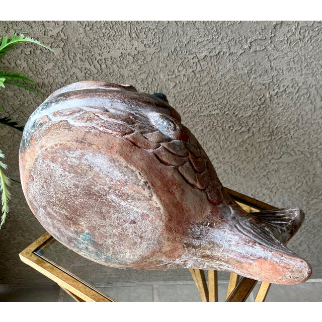 Rustic Chic Late 20th-Century Barro Rojo (Red Clay) in or Out of Doors Wide-Mouth Fish Planter, Mexico For Sale - Image 11 of 18