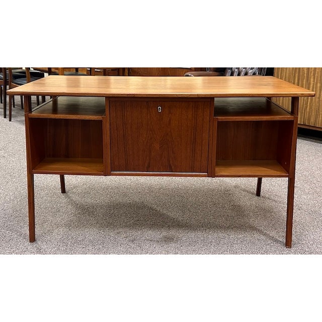 Mid-Century Modern Mid Century Modern Scandinavian Teak Desk C. 1960's For Sale - Image 3 of 11
