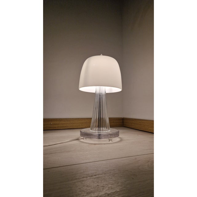 Table Lamp in Handworked Glass with Opaline Shade from Foscarini, 1990s, in Very Good conditions. Designed 1990 to 1999 I...