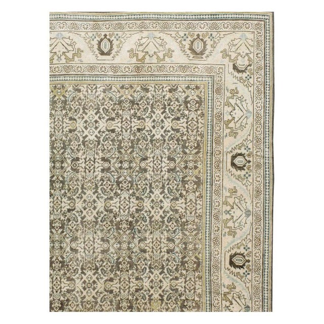 Midcentury Handmade Persian Room Size Rug in Neutral Earth Tones For Sale - Image 4 of 10