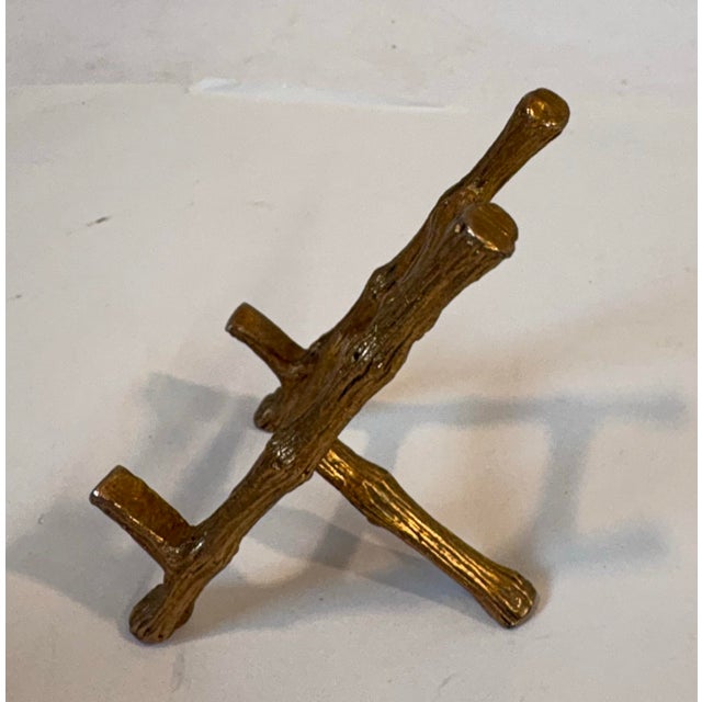 Mid 20th Century Vintage Faux Bamboo Gold Metal Petite Table Easel For Sale - Image 5 of 8