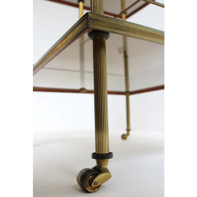 Mid-Century French Brass & Smoked Glass Three Tiered Drinks Trolley, 1970s For Sale - Image 9 of 11