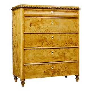 Swedish Carved Birch Chest of Drawers, 1870s For Sale
