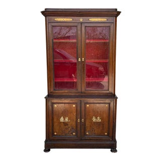 Large Empire Danish Glass Cabinet, Bookcase in Mahogany With Bronze Details For Sale