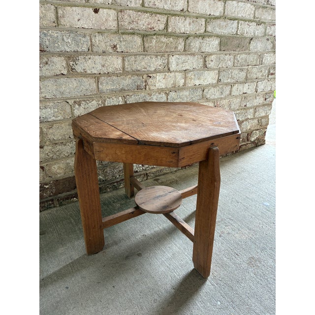Chocolate 1960s Octagon Shaped Wooden Side Table, Belgium For Sale - Image 8 of 16