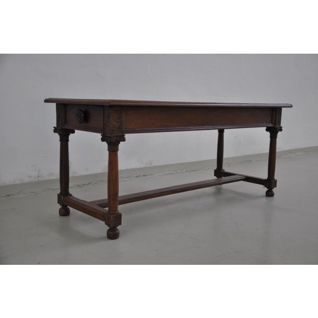 Brown Antique Elm Console Table For Sale - Image 8 of 10
