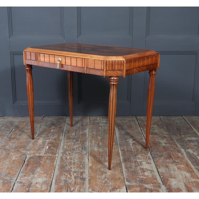 Art Deco Walnut Writing Table with Satinwood Inlay, 1925 For Sale - Image 13 of 18