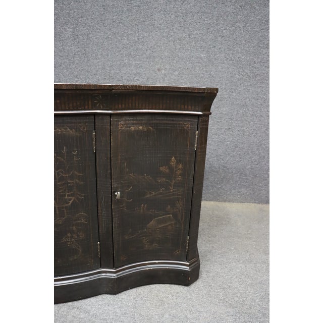 Late 20th Century Ethan Allen Chinoiserie Serpentine Console Cabinet / Sideboard For Sale - Image 5 of 16