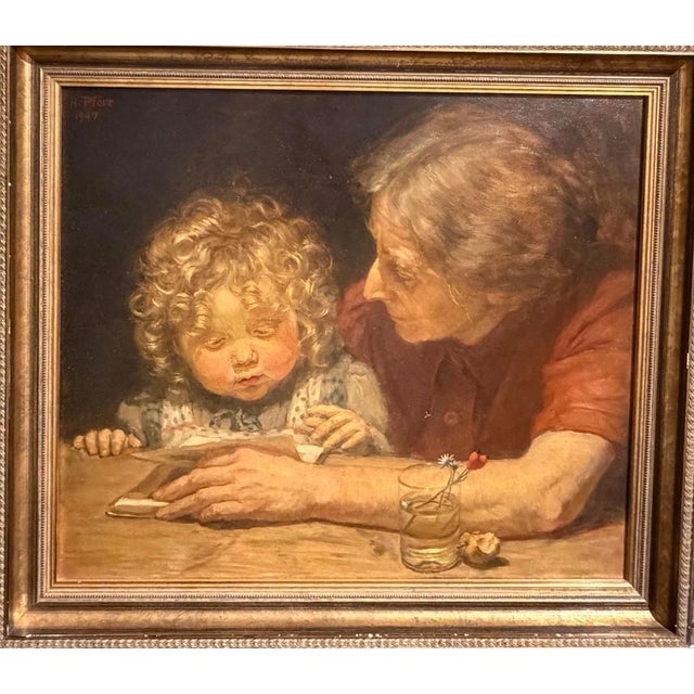 Brown Heinrich Pforr, The Picture Book, 1947, Oil Painting on Wood For Sale - Image 8 of 13