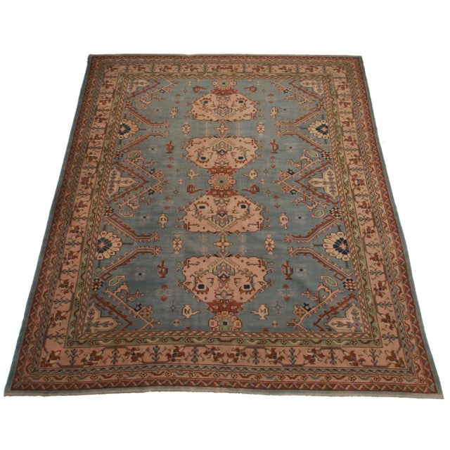 Antique, Oriental-style, Turkish Oushak area rug. Measures 10' x 12' 11."