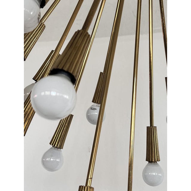 Gold Italian Chandelier in Brass, 1970s For Sale - Image 8 of 16